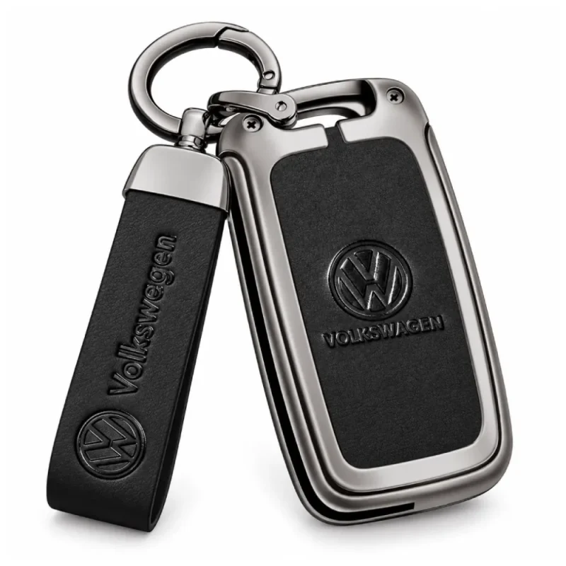 Funda Protectora de Cuero con Metal para Llave de Autos Volkswagen