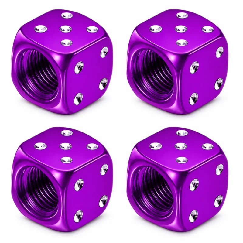 Tapones De Válvula Para Ruedas Dados Aluminio X4 Unidades Violeta