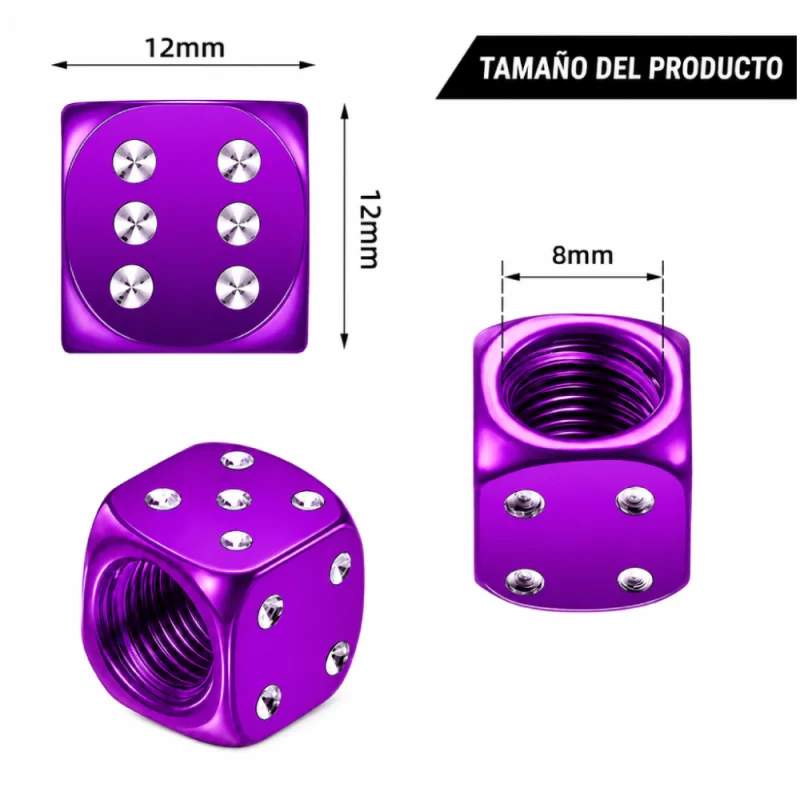 Tapones De Válvula Para Ruedas Dados Aluminio X4 Unidades Violeta