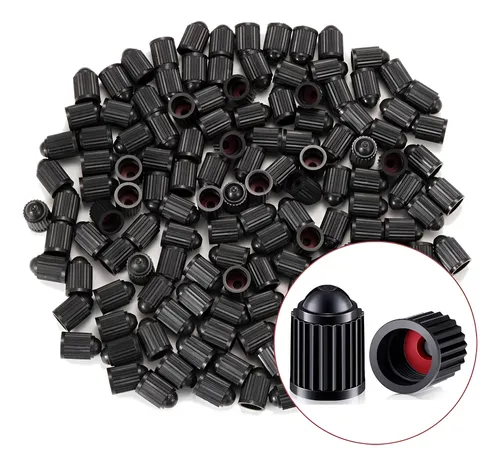 Tapones De Válvula Para Ruedas Plástico Negro x8 Unidades