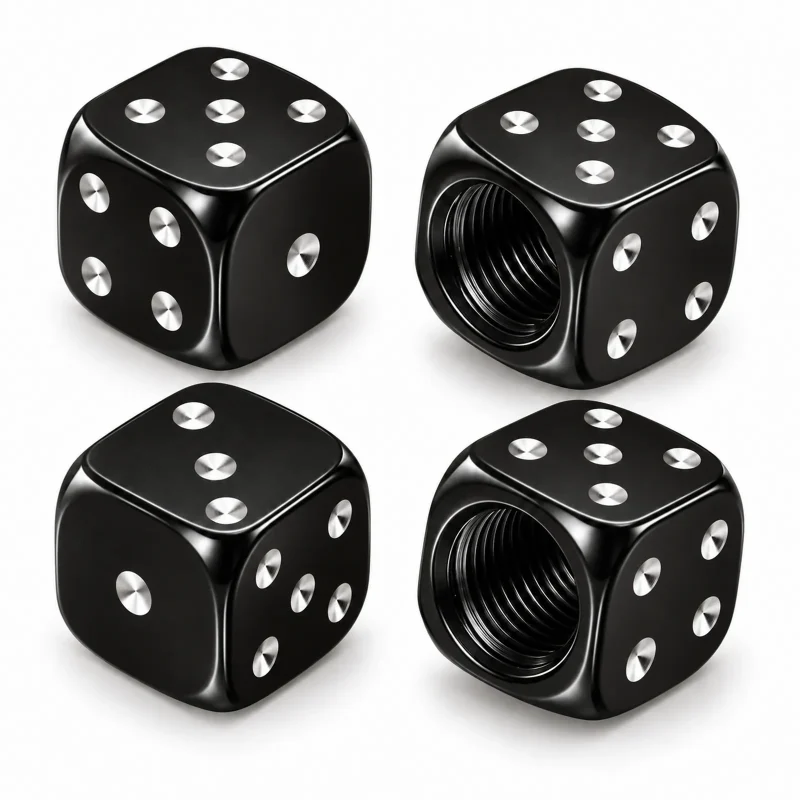 Tapones De Válvula Para Ruedas Dados Aluminio X4 Unidades Negro