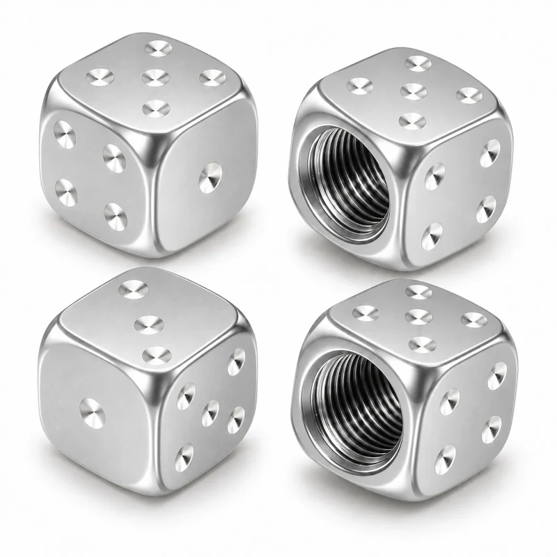 Tapones De Válvula Para Ruedas Dados Aluminio X4 Unidades Plateado