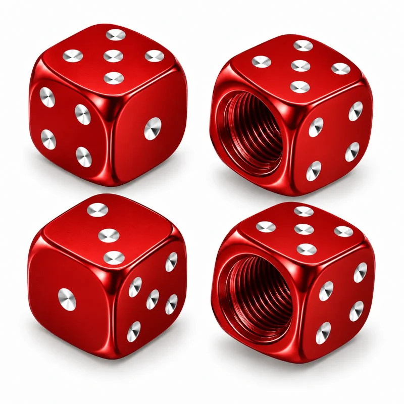 Tapones De Válvula Para Ruedas Dados Aluminio X4 Unidades Rojo