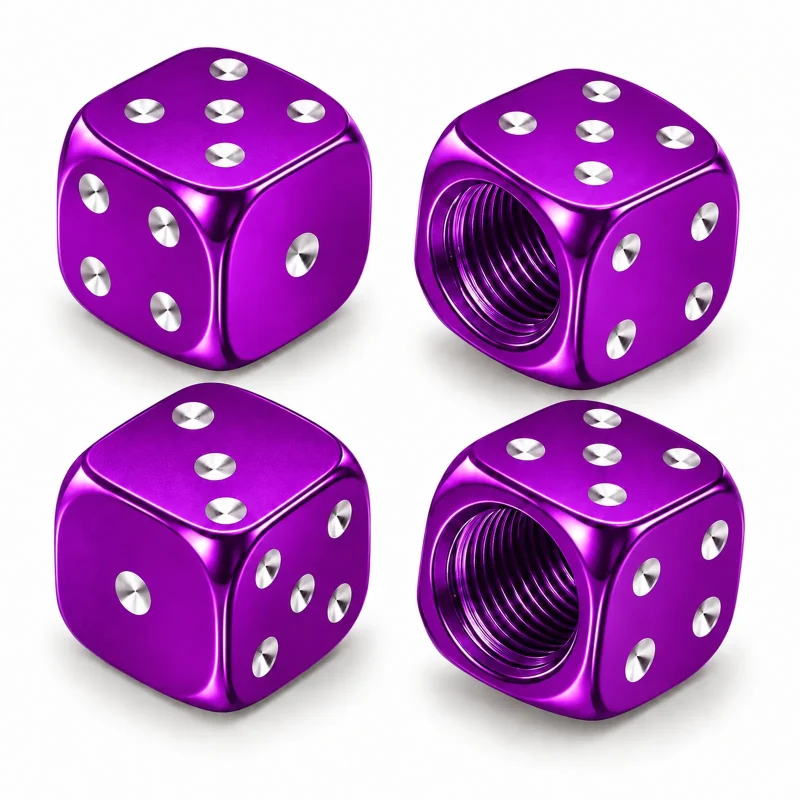 Tapones De Válvula Para Ruedas Dados Aluminio X4 Unidades Violeta