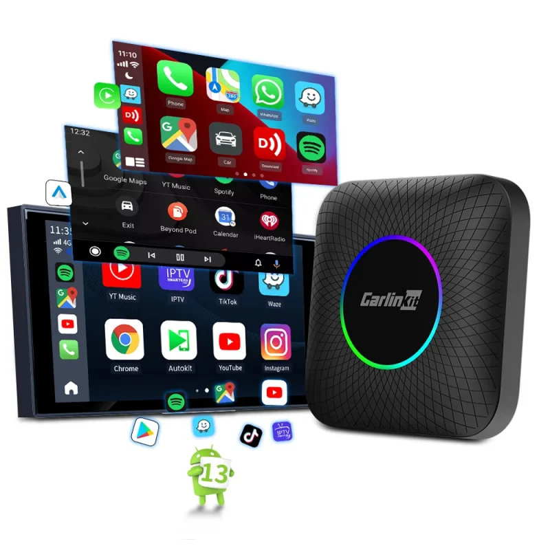 Carlinkit Adaptador Inalámbrico para Carplay y Android Auto 8gb 128 gb