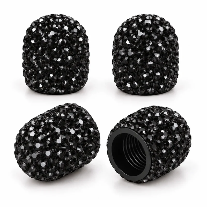 Tapones de Válvula Brillantes para Ruedas de Autos x4 Unidades Negro