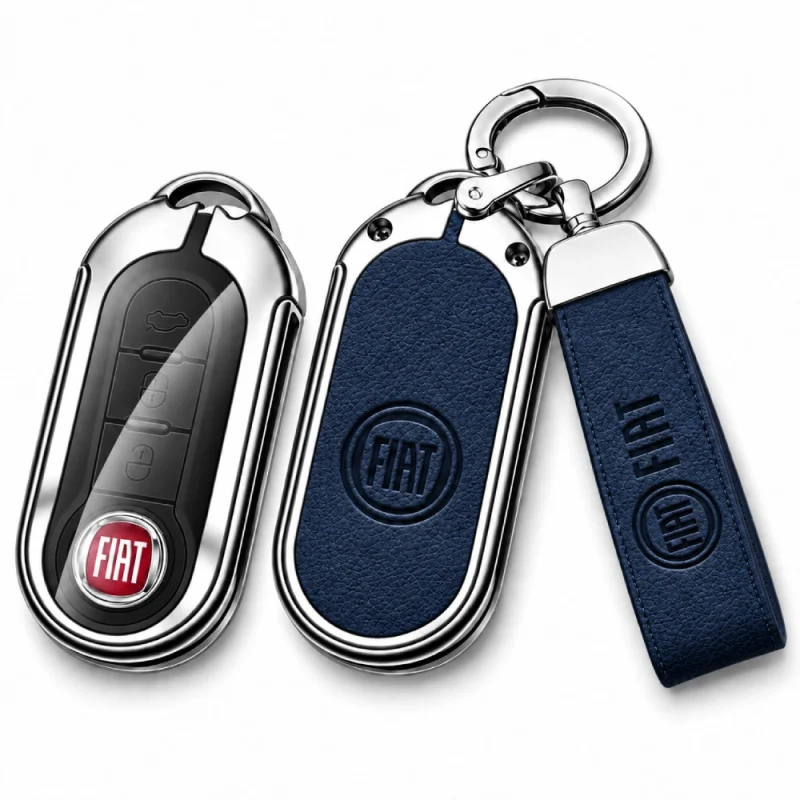 Funda Protectora de Cuero con Metal para Llave de Autos Fiat